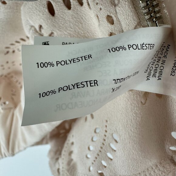 3/$25 Dex Faux Suede Bomber Jacket S Eyelet Floral Laser Cut Out Zip Up Beige - Picture 9 of 9